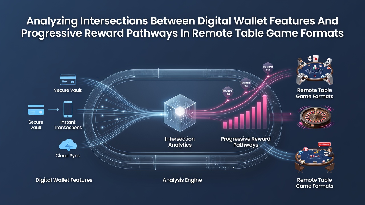Digital wallet integration diagram showing connections to table game reward pathways on remote platforms