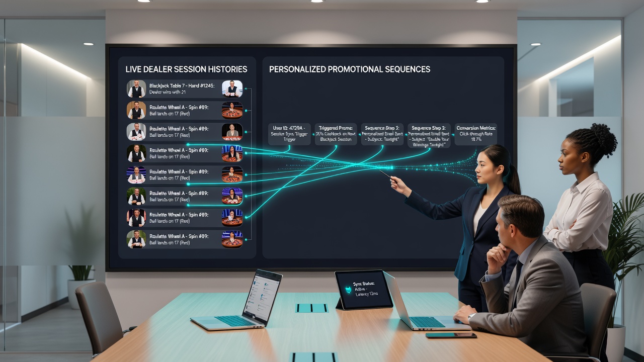 Mobile screen showing synchronized promotional sequences based on live dealer history