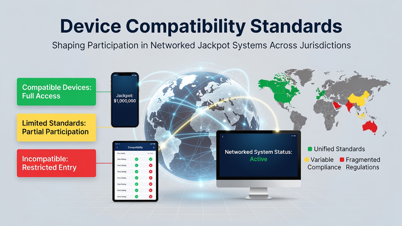 Networked jackpot systems displayed across various mobile and desktop devices in regulated gaming environments