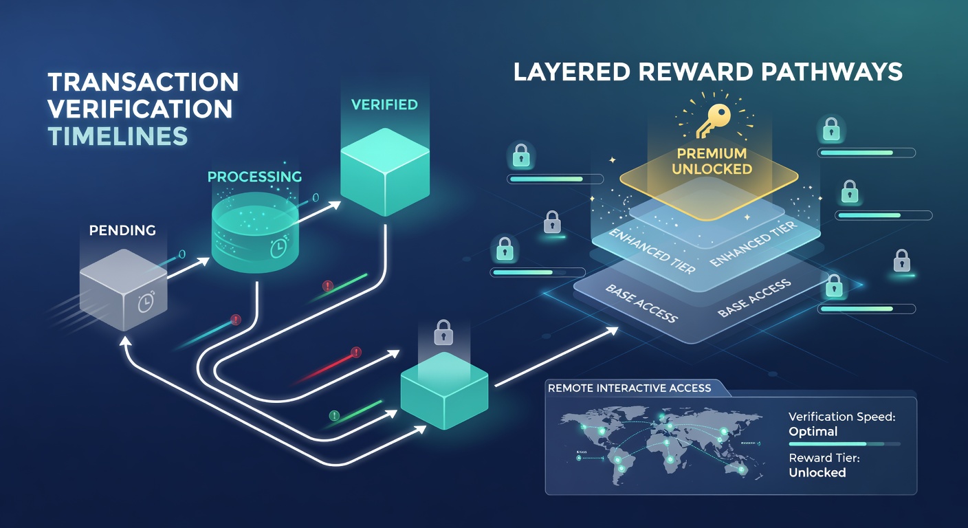 Illustration of layered reward pathways connected to verified transaction flows in an interactive gaming dashboard