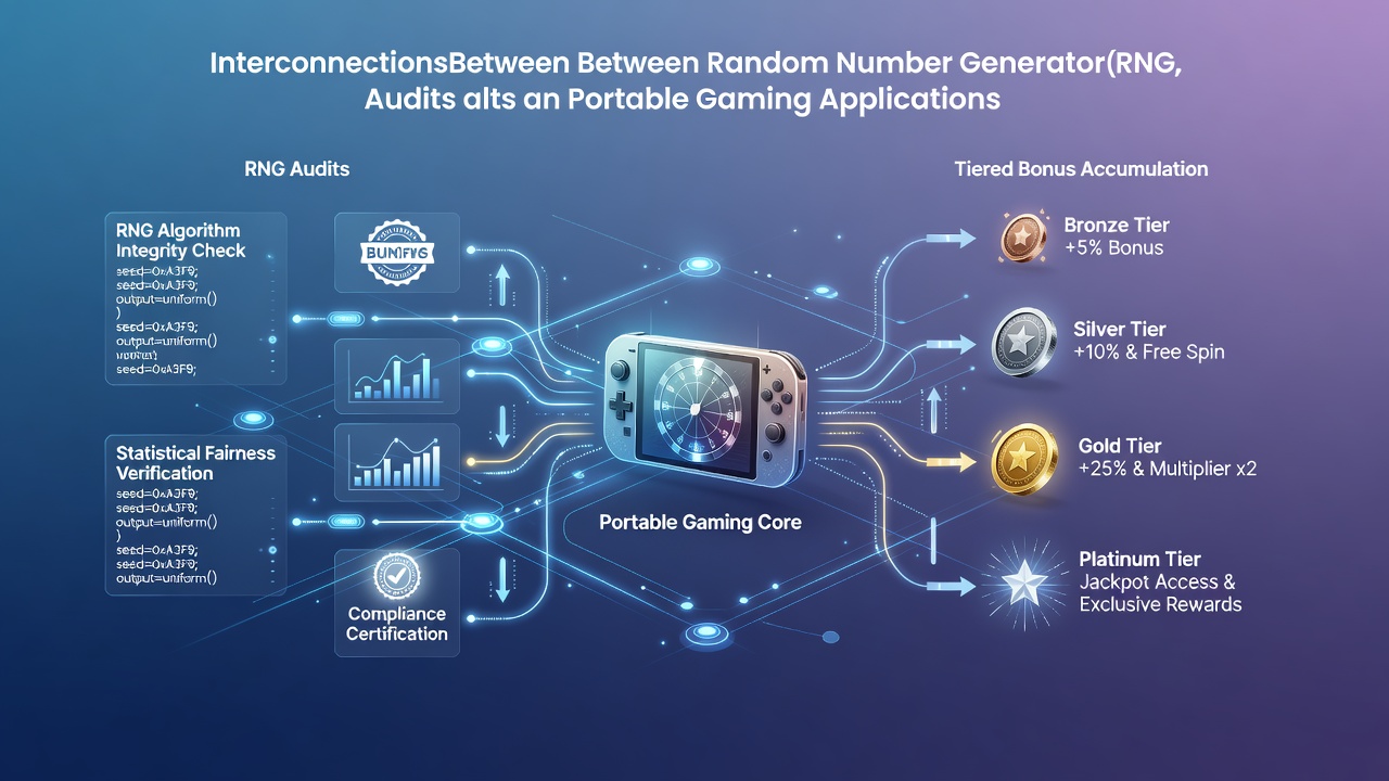 Illustration of RNG audit workflows linking to mobile bonus tier progression charts